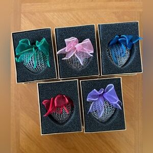 (5) Spun Glass Heart Christmas Ornaments